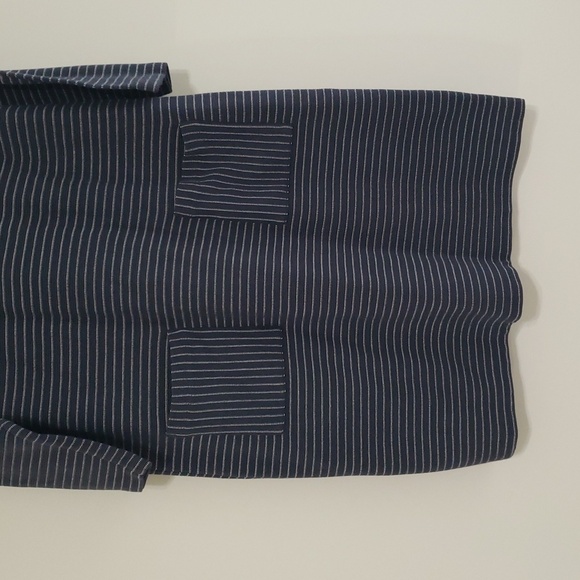 J. Jill Sheath Dress Large Navy Blue Stripe Pockets Work Office Career Corpcore - Picture 2 of 13